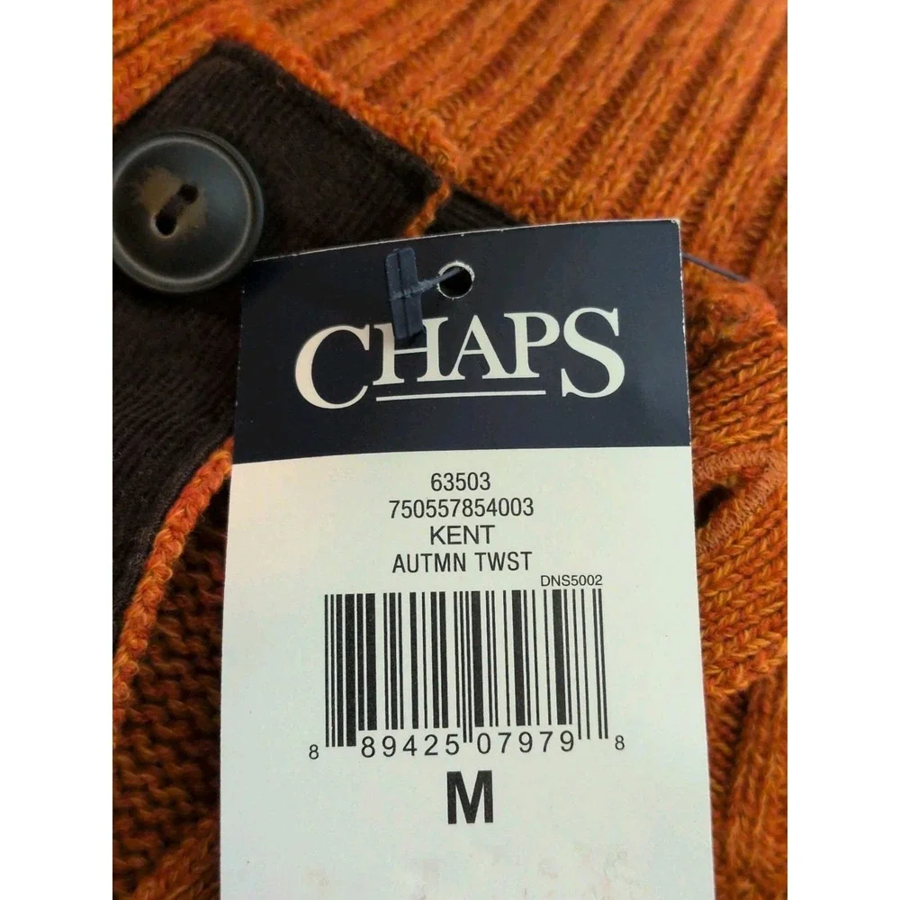 Chaps Men's Mock-Neck Sweater Medium Burnt  Orange In‎ Color New With Tags